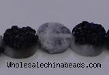 CAG7951 7.5 inches 8*10mm oval plated white druzy agate beads