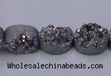 CAG7953 7.5 inches 8*10mm oval plated white druzy agate beads