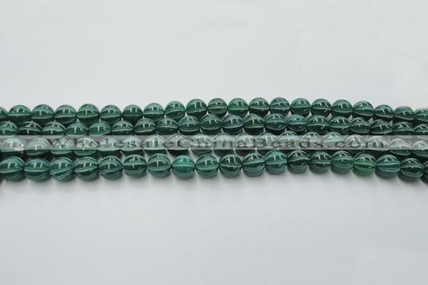 CAG8005 15.5 inches 8mm carved round green agate beads