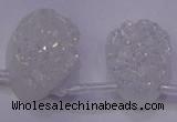 CAG8130 Top drilled 18*25mm teardrop white plated druzy agate beads