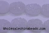 CAG8170 7.5 inches 13*18mm oval white plated druzy agate beads