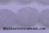 CAG8190 7.5 inches 18*25mm oval white plated druzy agate beads