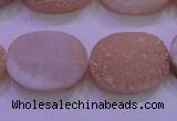 CAG8191 7.5 inches 18*25mm oval champagne plated druzy agate beads