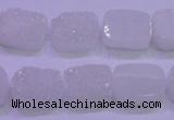 CAG8210 Top drilled 10*14mm rectangle white plated druzy agate beads
