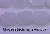 CAG8220 Top drilled 12*16mm rectangle white plated druzy agate beads