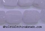 CAG8240 Top drilled 15*20mm rectangle white plated druzy agate beads