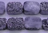 CAG8242 Top drilled 15*20mm rectangle silver plated druzy agate beads