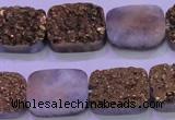 CAG8243 7.5 inches 15*20mm rectangle glod plated druzy agate beads