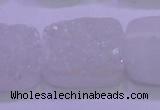 CAG8260 Top drilled 20*30mm rectangle white plated druzy agate beads