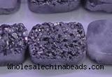 CAG8262 Top drilled 20*30mm rectangle silver plated druzy agate beads