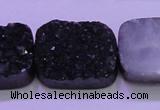 CAG8267 Top drilled 20*30mm rectangle black plated druzy agate beads