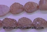 CAG8291 7.5 inches 13*18mm teardrop champagne plated druzy agate beads