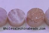 CAG8381 7.5 inches 20mm coin champagne plated druzy agate beads