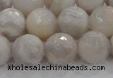 CAG8519 15.5 inches 16mm faceted round grey agate beads wholesale