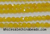 CAG8600 15.5 inches 4mm faceted round yellow agate gemstone beads