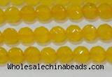 CAG8601 15.5 inches 6mm faceted round yellow agate gemstone beads