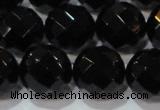 CAG8617 15.5 inches 20mm faceted round black agate gemstone beads