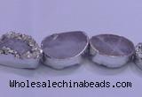 CAG8660 7.5 inches 13*18mm freeform silver plated druzy agate beads
