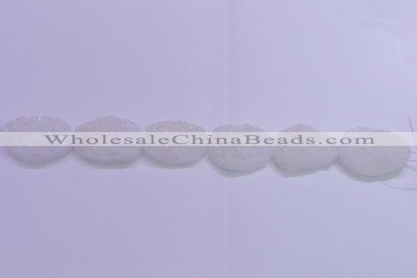 CAG8665 7.5 inches 22*30mm freeform white plated druzy agate beads