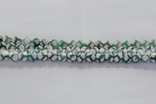 CAG8721 15.5 inches 8mm round matte tibetan agate gemstone beads