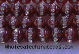 CAG8800 15.5 inches 6mm round agate with rhinestone beads