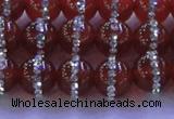 CAG8801 15.5 inches 8mm round agate with rhinestone beads