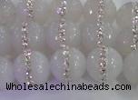 CAG8850 15.5 inches 6mm faceted round agate with rhinestone beads