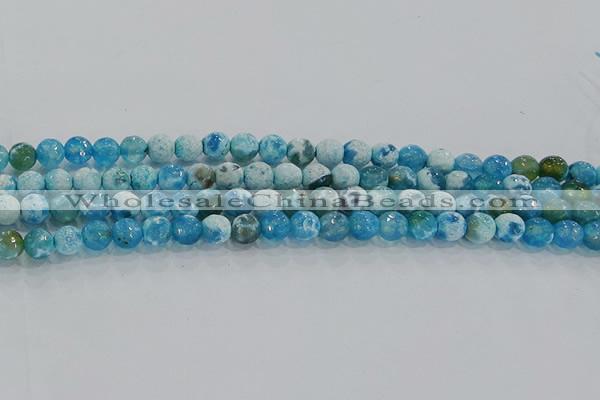 CAG9000 15.5 inches 6mm faceted round fire crackle agate beads