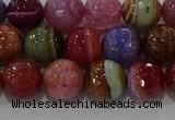 CAG9265 15.5 inches 10mm faceted round line agate beads wholesale