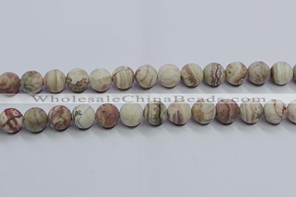 CAG9295 15.5 inches 14mm round matte Mexican crazy lace agate beads