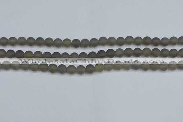 CAG9312 15.5 inches 8mm round matte grey agate beads wholesale