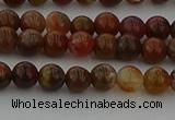 CAG9390 15.5 inches 4mm round red moss agate beads wholesale