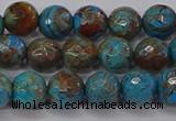 CAG9482 15.5 inches 8mm faceted round blue crazy lace agate beads