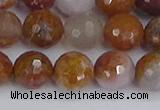 CAG9913 15.5 inches 10mm faceted round red moss agate beads