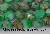 CAG9963 15.5 inches 6mm faceted nuggets green crazy lace agate beads