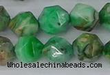 CAG9966 15.5 inches 12mm faceted nuggets green crazy lace agate beads