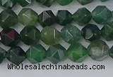 CAG9969 15.5 inches 6mm faceted nuggets moss agate beads