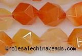 CAG9978 15.5 inches 12mm faceted nuggets red agate beads