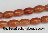 CAJ150 15.5 inches 8*12mm rice red aventurine jade beads