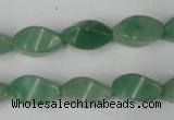 CAJ310 15.5 inches 8*16mm twisted tetrahedron green aventurine jade beads