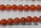 CAJ362 15.5 inches 8mm faceted round red aventurine beads wholesale