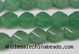 CAJ664 15.5 inches 8*10mm twisted rice green aventurine beads
