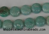 CAM1017 15.5 inches 12mm flat round natural Russian amazonite beads