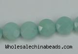CAM155 15.5 inches 12mm faceted coin amazonite gemstone beads