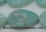 CAM365 15.5 inches 22*30mm faceted flat teardrop amazonite beads