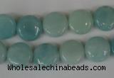 CAM619 15.5 inches 12mm flat round Chinese amazonite gemstone beads