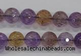 CAN11 15.5 inches 12mm faceted round natural ametrine gemstone beads