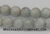 CAQ105 15.5 inches 14mm round AB grade natural aquamarine beads