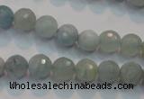 CAQ222 15 inches 6mm faceted round aquamarine beads wholesale