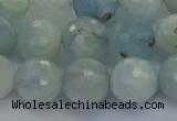 CAQ554 15.5 inches 10mm faceted round natural aquamarine beads